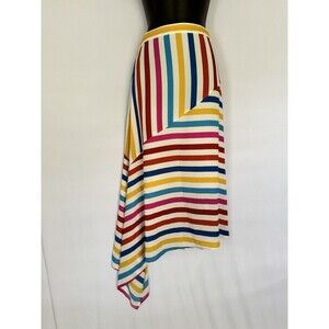Color Me Courtney Skirt Elle Rainbow Stripe Asymmetrical Women’s Size 4 EUC